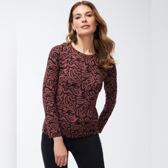 Chico's Tops - Chico’s Touch Of Cool Paisley Layering Tee Long Sleeve Comfy Stretch L